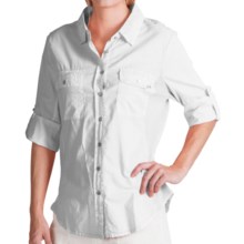 84%OFF レディースカジュアルシャツ （女性用）ロールアップ七分袖 - ディランコットンボイルとリブトリムシャツ dylan Cotton Voile and Ribbed Trim Shirt - Roll-Up 3/4 Sleeve (For Women)画像